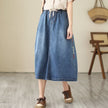 New Real-life Denim Embroidery Casual Loose Fitting Skirt For Women
