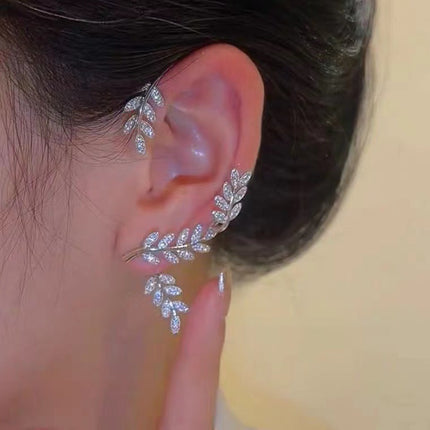 Full Drill Leaf Ear Hanging Female Removable Two Wear