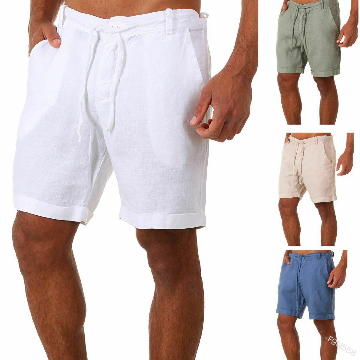 Solid Color Lace Up Sports Pants Men's Shorts Casual Pants