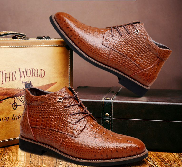 Misalwa  Quality Fashion  Men Leather Boots Waterproof Casual