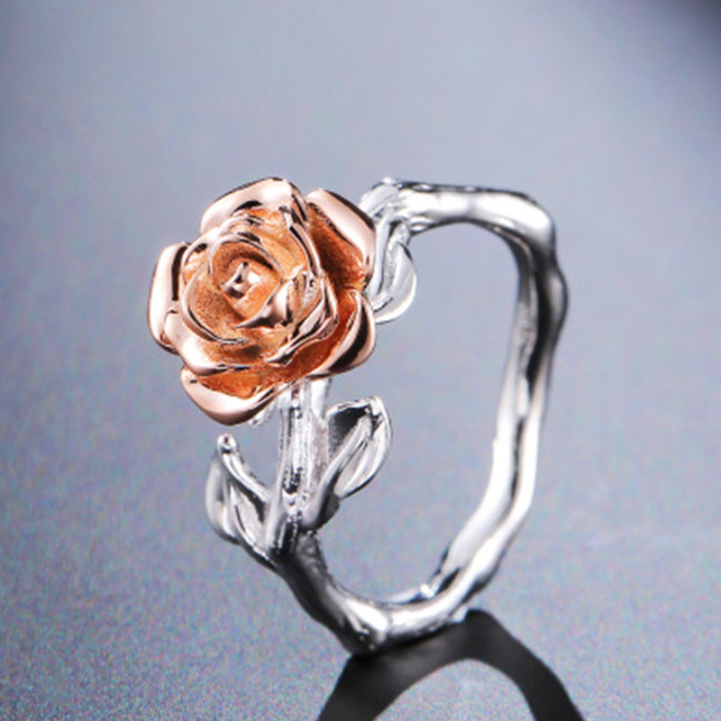 Electroplated two-tone rose ring