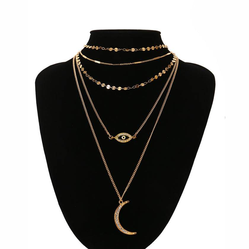 Retro exaggerated multi-layer necklace