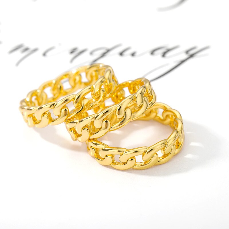Cuban Chain Ring Plating Real Gold Trend Men's Ring