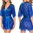 Lingerie Women Lace Hollow-out Robe Suits Pajamas silk