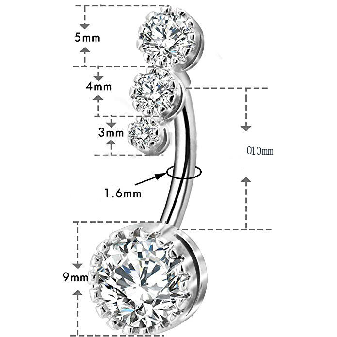 Fashion Simple Zircon Belly Button Button