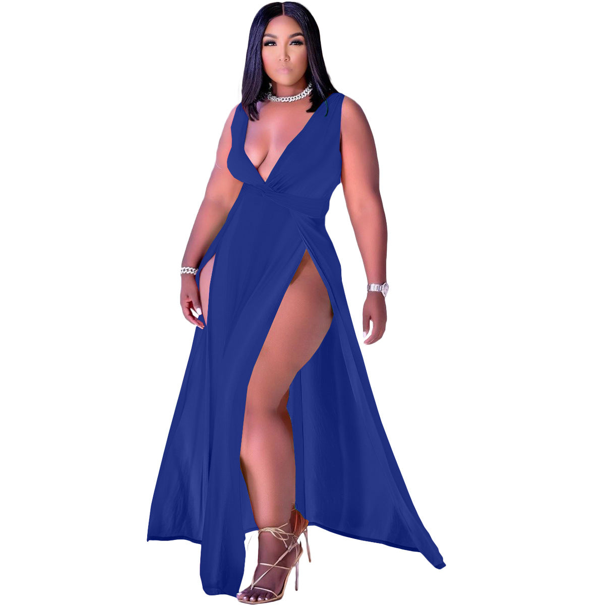 Women's Casual Style Sleeveless V-neck Dress