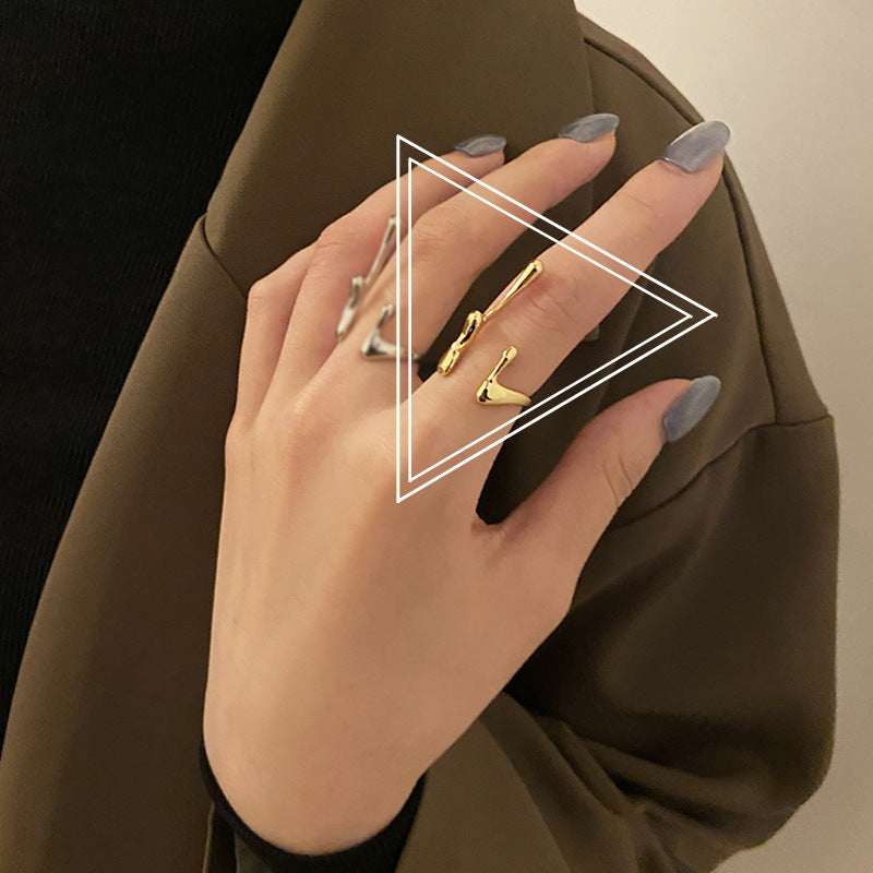 Ring Net Celebrity Hip-hop Men And Women All-match Texture Metal Ring Women