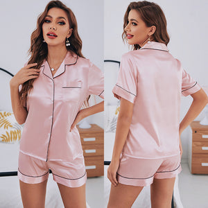Women's Summer Striped Solid Color Pajama Suit