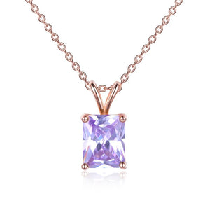 Women s925 Sterling Silver Rose Gold Plated Choker Necklace with Square Cut Birthstone Gifts for Women Girls Birthday Mom