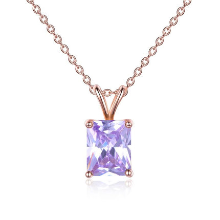 Women s925 Sterling Silver Rose Gold Plated Choker Necklace with Square Cut Birthstone Gifts for Women Girls Birthday Mom