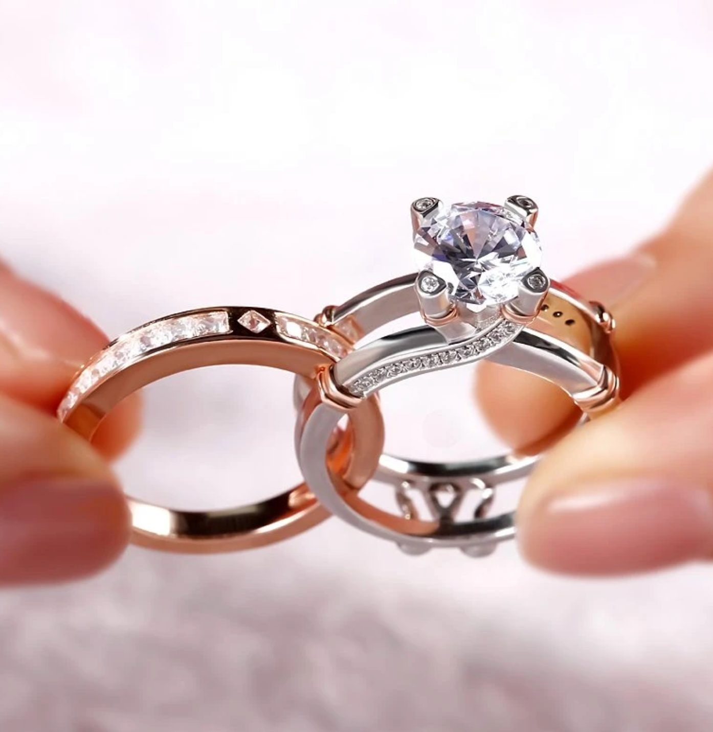 925 sterling silver engagement ring set