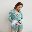 Solid Color Feather Detachable Long Sleeve Shorts Set