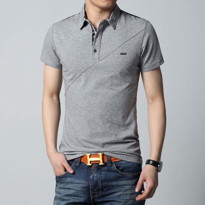 Mens T Shirts Fashion   5XL Summer T Shirt Geometric Design Turn-down Collar Short Sleeve Cotton T-shirt Men Tee 5XL