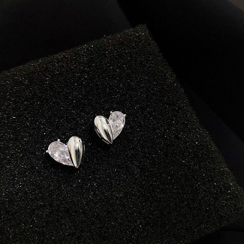 Sterling Silver Love Earrings Niche Design French Asymmetrical Earrings