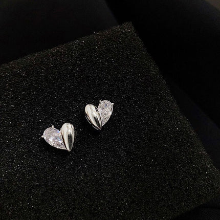 Sterling Silver Love Earrings Niche Design French Asymmetrical Earrings