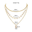 Simple Imitation High-light Pearl Pendant Necklace Rose Metal Tassel Piece Multi-layer Necklace Woman