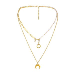 Double-Layer Titanium Steel Necklace Female Clavicle Chain