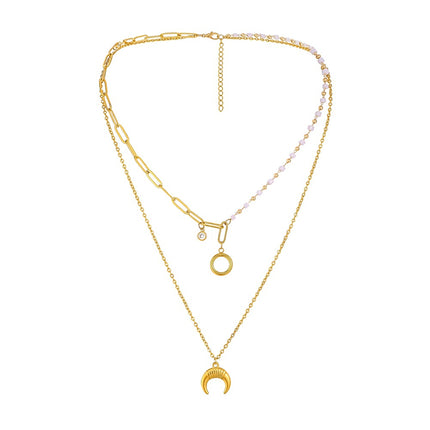 Double-Layer Titanium Steel Necklace Female Clavicle Chain