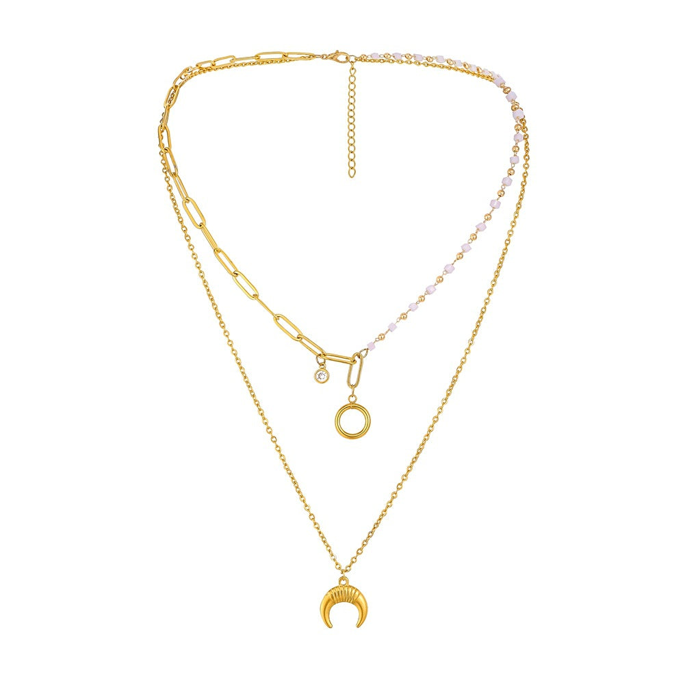 Double-Layer Titanium Steel Necklace Female Clavicle Chain