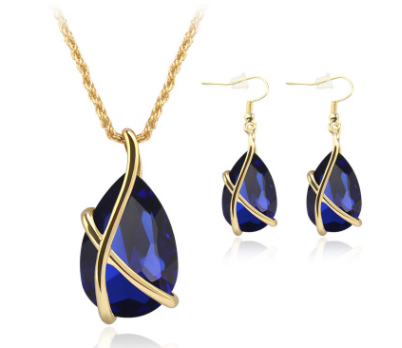 jewelry set pendant necklace earrings nostalgic crystal holiday party wedding supplies