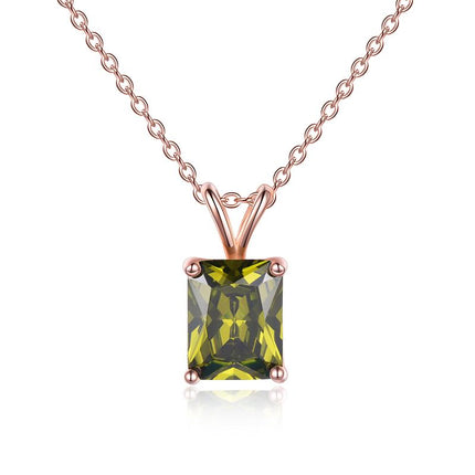 Women s925 Sterling Silver Rose Gold Plated Choker Necklace with Square Cut Birthstone Gifts for Women Girls Birthday Mom