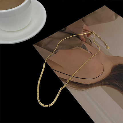 Small Square Snake Bone Chain Necklace Female Summer Ins Tide