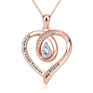 Sister Gifts Engraved I Love You Forever My Friend 925 Sterling Silver Heart Pendant Necklace