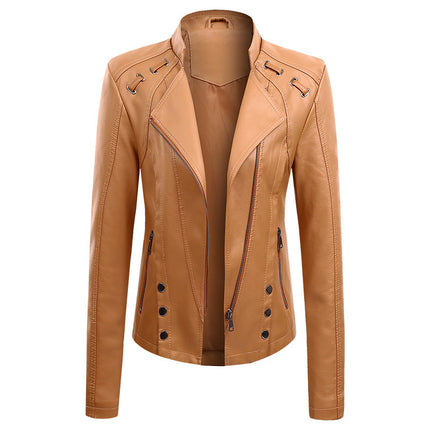 New Leather PU Leather Jacket Women's Short