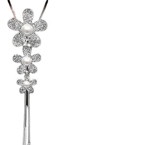 Korean fashion accessories, sweater chain, Crystal Snowflake Necklace, long necklace necklace, tassel sweater chain