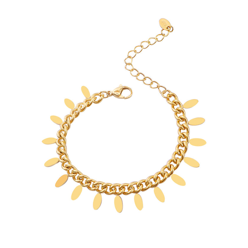 Fashion Simple Chain Leaf Tassel Bracelet