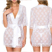Lingerie Women Lace Hollow-out Robe Suits Pajamas silk