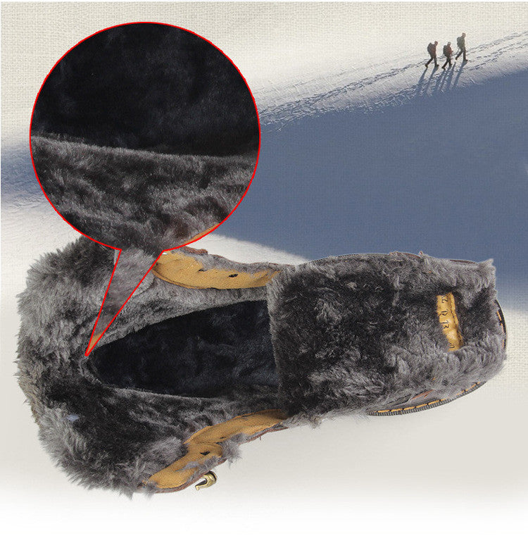 Winter Men's High-top Plus Fluffy Cotton Shoes Cowhide Plus Size To Keep Warm