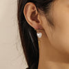 Stainless Steel Love Pearl Rivet Earrings