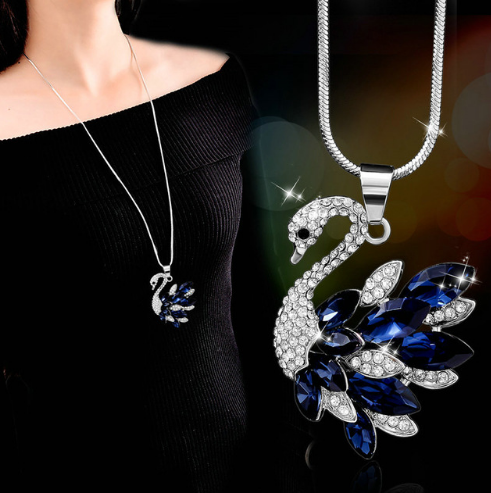 Korean fashion accessories, sweater chain, Crystal Snowflake Necklace, long necklace necklace, tassel sweater chain