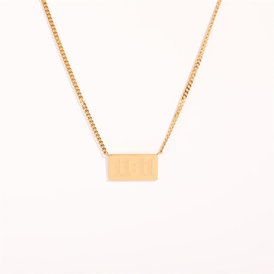 Simple Titanium Steel Square Digital Clavicle Chain