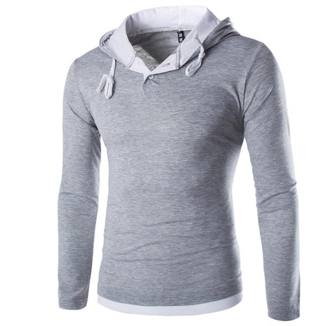 Men Hooded Stitching Tops