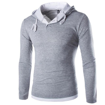 Men Hooded Stitching Tops