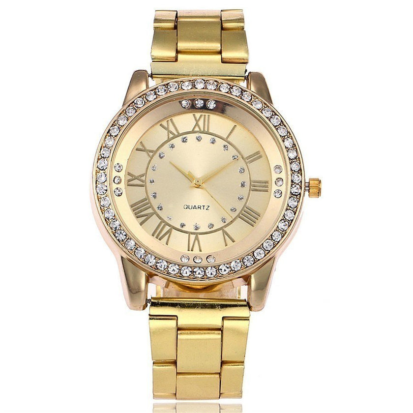 Rhinestone Quartz Watch Casual Women Stainless Steel Wristwatches Female Clock