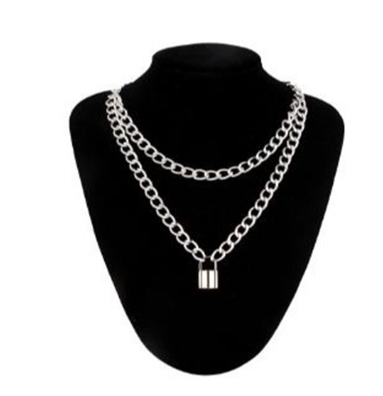 Sweater men and women chain multi-layer lock necklace