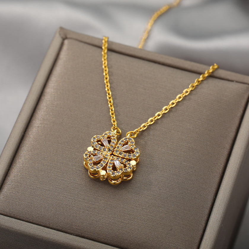 Love Folding Creative Micro-encrusted Diamond Fashion Necklace