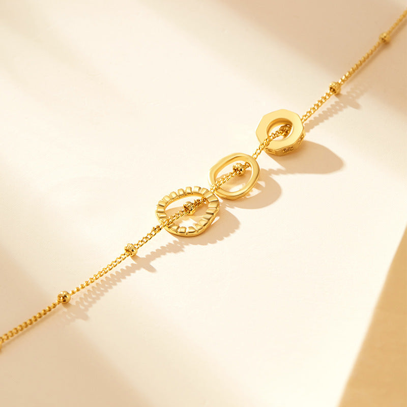 Gold Three-ring Necklace For Your Girlfriend's