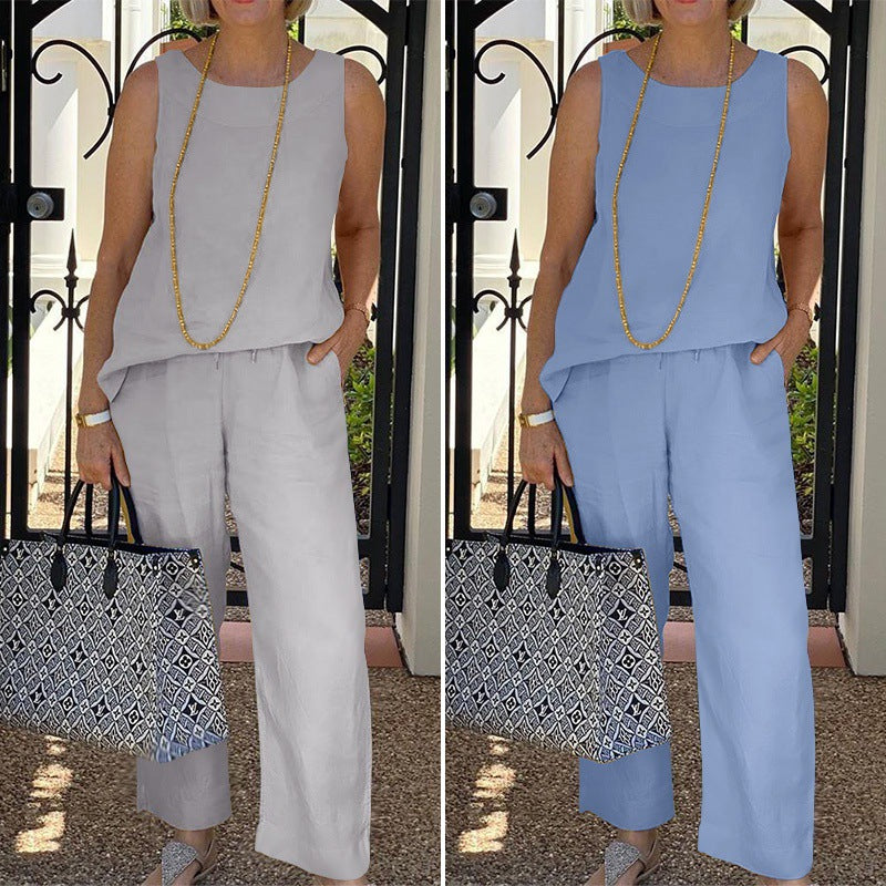 Women's Two Piece Set Of Ninth Wide Leg Pants