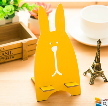 Compatible with Apple, Cartoon Wooden Universal Portable Light Weight Rabbit Mobile Phone Tablet Desktop Holder Stand Lazy bracket For iPhone 7 Xiaomi