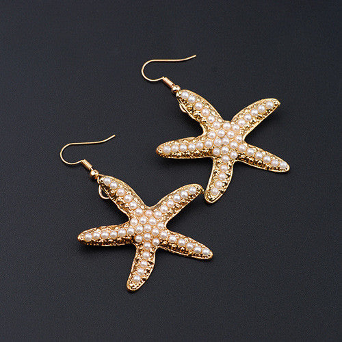 Starfish Conch Pearl Bracelet Necklace Set Ornament