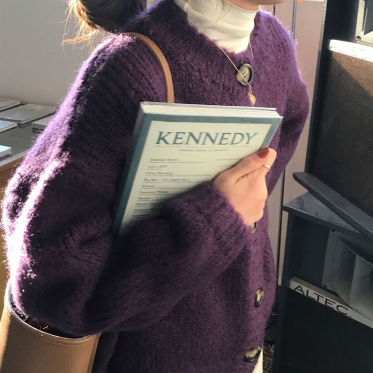 Retro Western Style Reduced Age Short Round Neck Sweater Knit Sweater