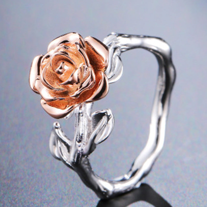Electroplated two-tone rose ring