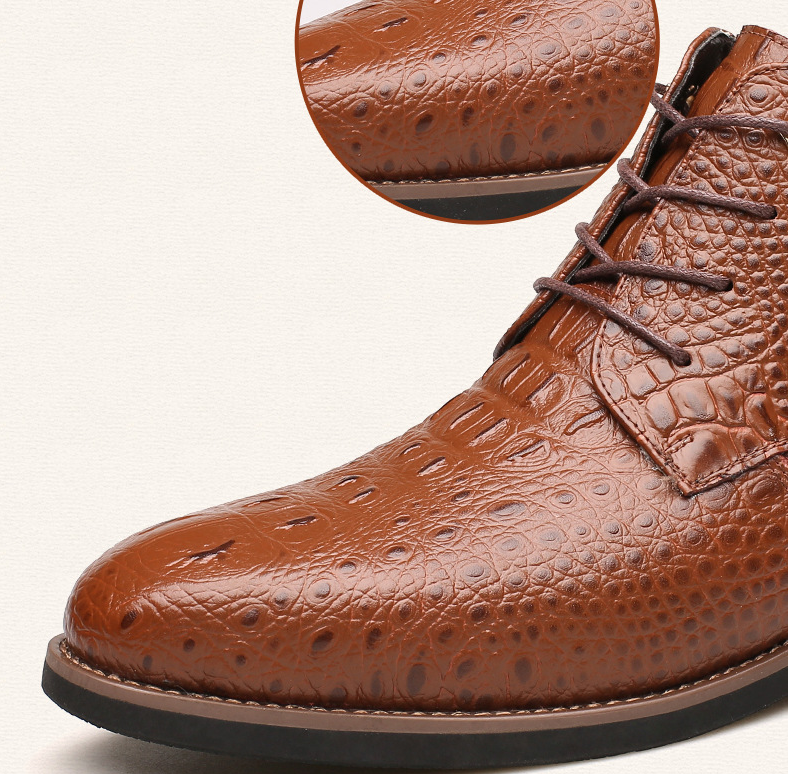 Misalwa  Quality Fashion  Men Leather Boots Waterproof Casual