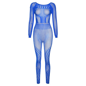 New Jacquard Super Elastic Skinny Hip Raise Jumpsuit