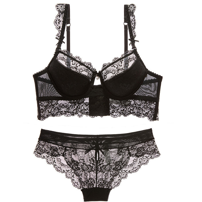 Women Bra Set Ultra-thin Red Black Lace Bras Underwear