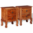 Nightstand with Drawers Solid Acacia Wood